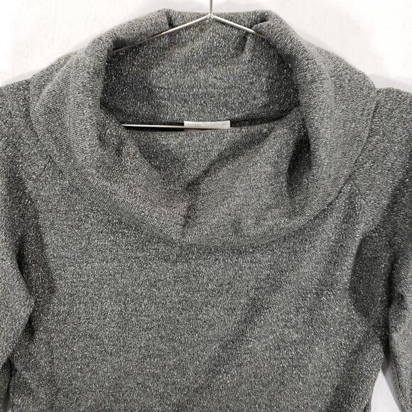 Ann Taylor LOFT Wool Blend Sweater Womens XS Metallic Silver Cowl Neck Pullover - Picture 2 of 6